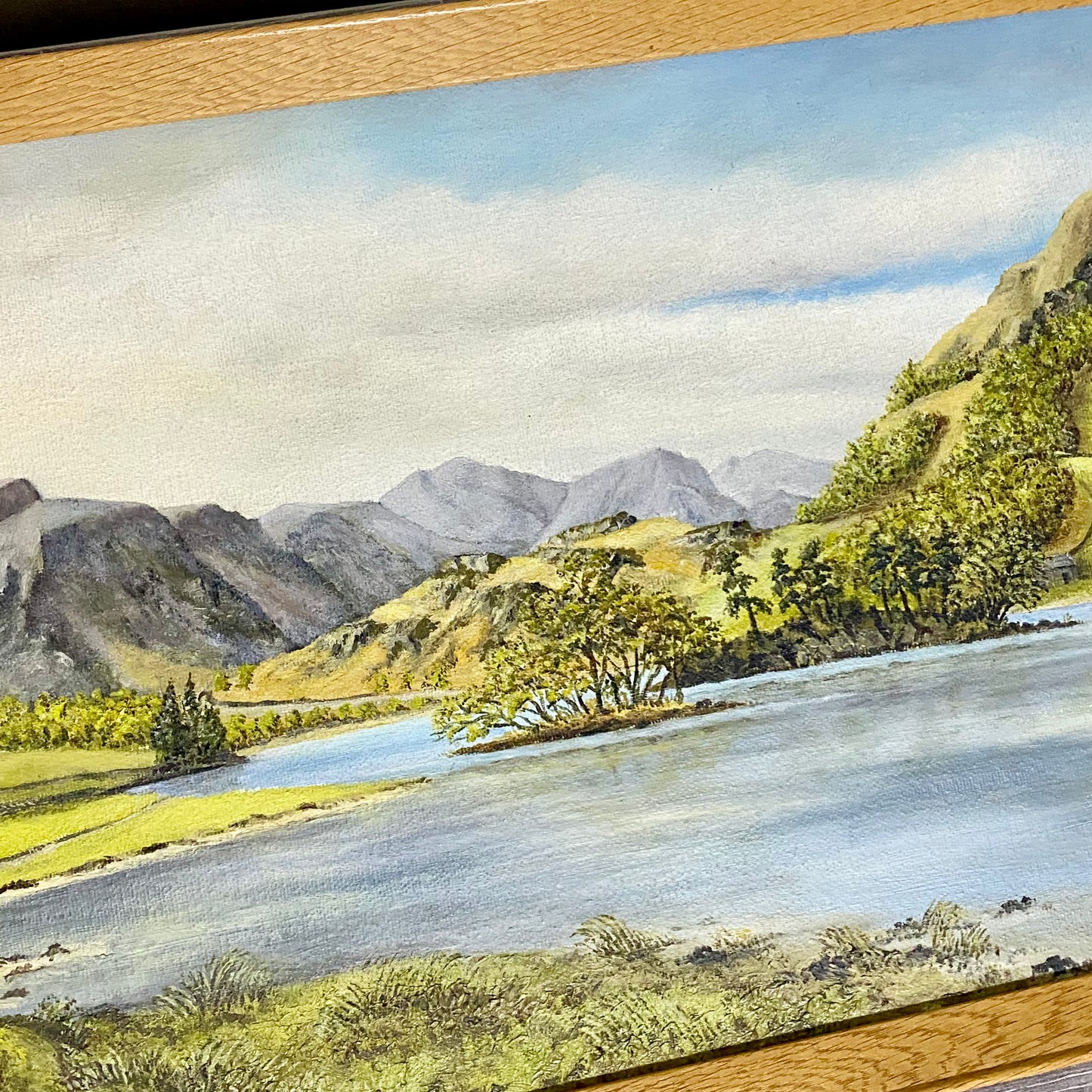 Vintage Lakeside Mountain Landscape Oil On Board Signed A Roodhouse 1972 Framed