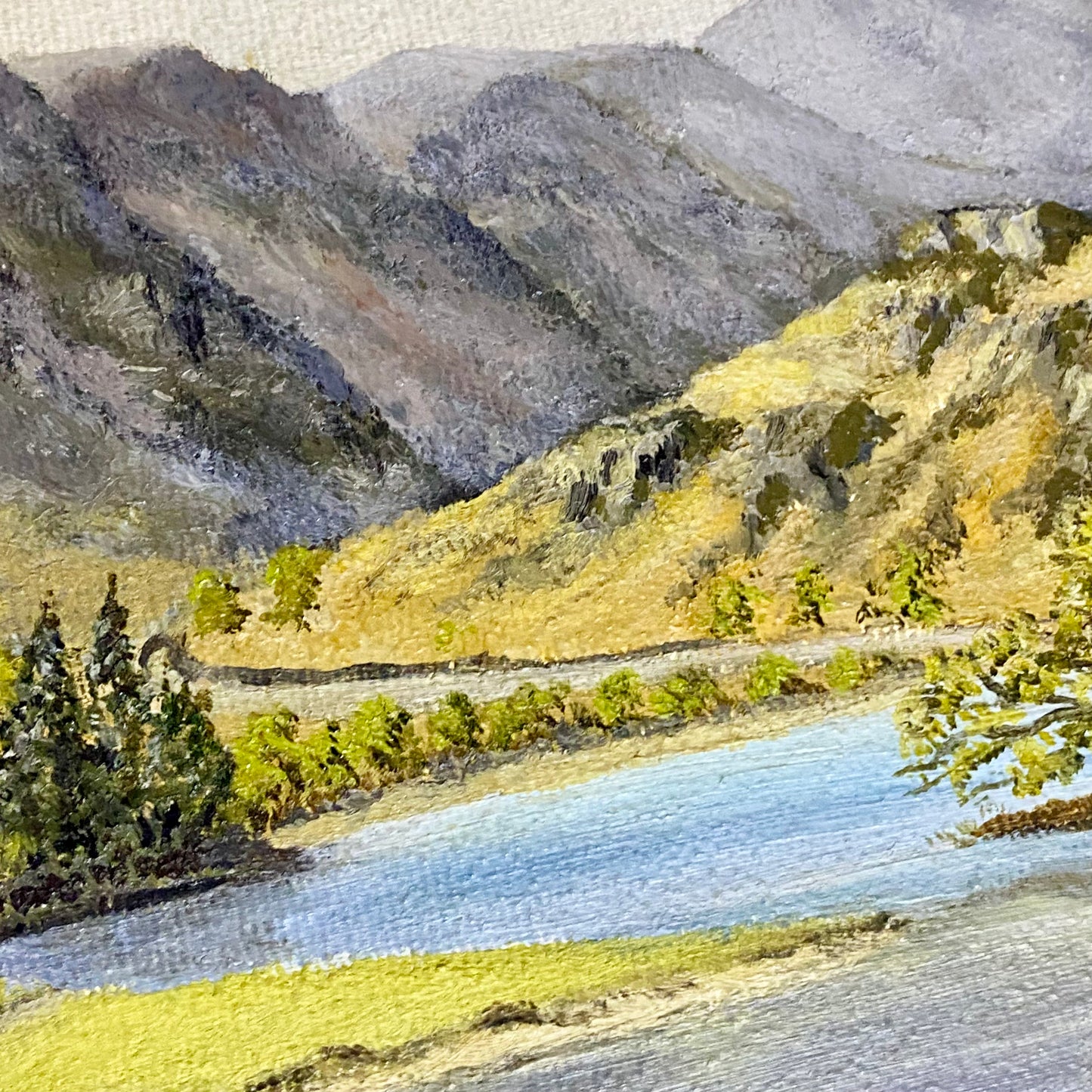 Vintage Lakeside Mountain Landscape Oil On Board Signed A Roodhouse 1972 Framed