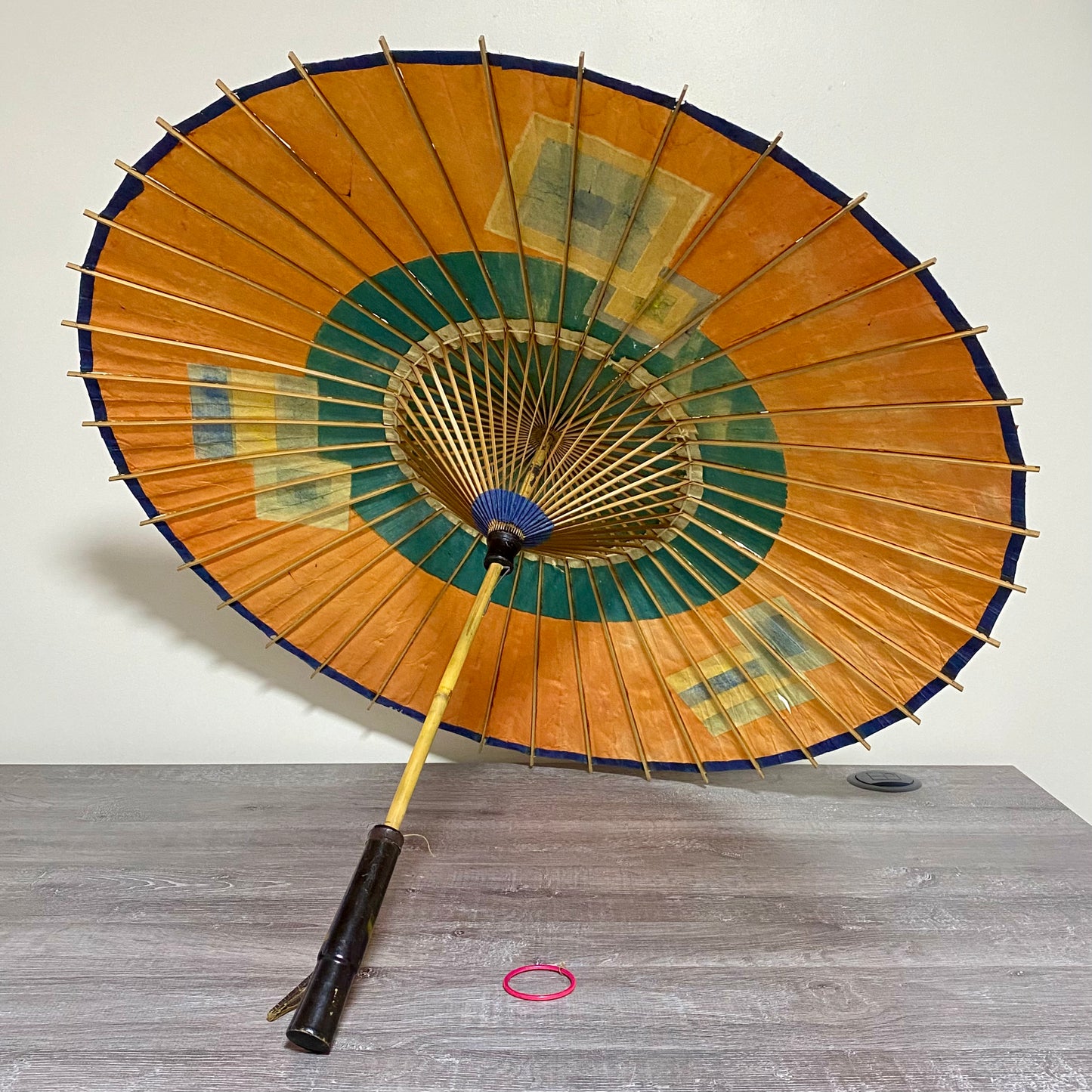 Japanese Vintage Paper Umbrella Parasol Hiyooshiya World War II Colourful Rare