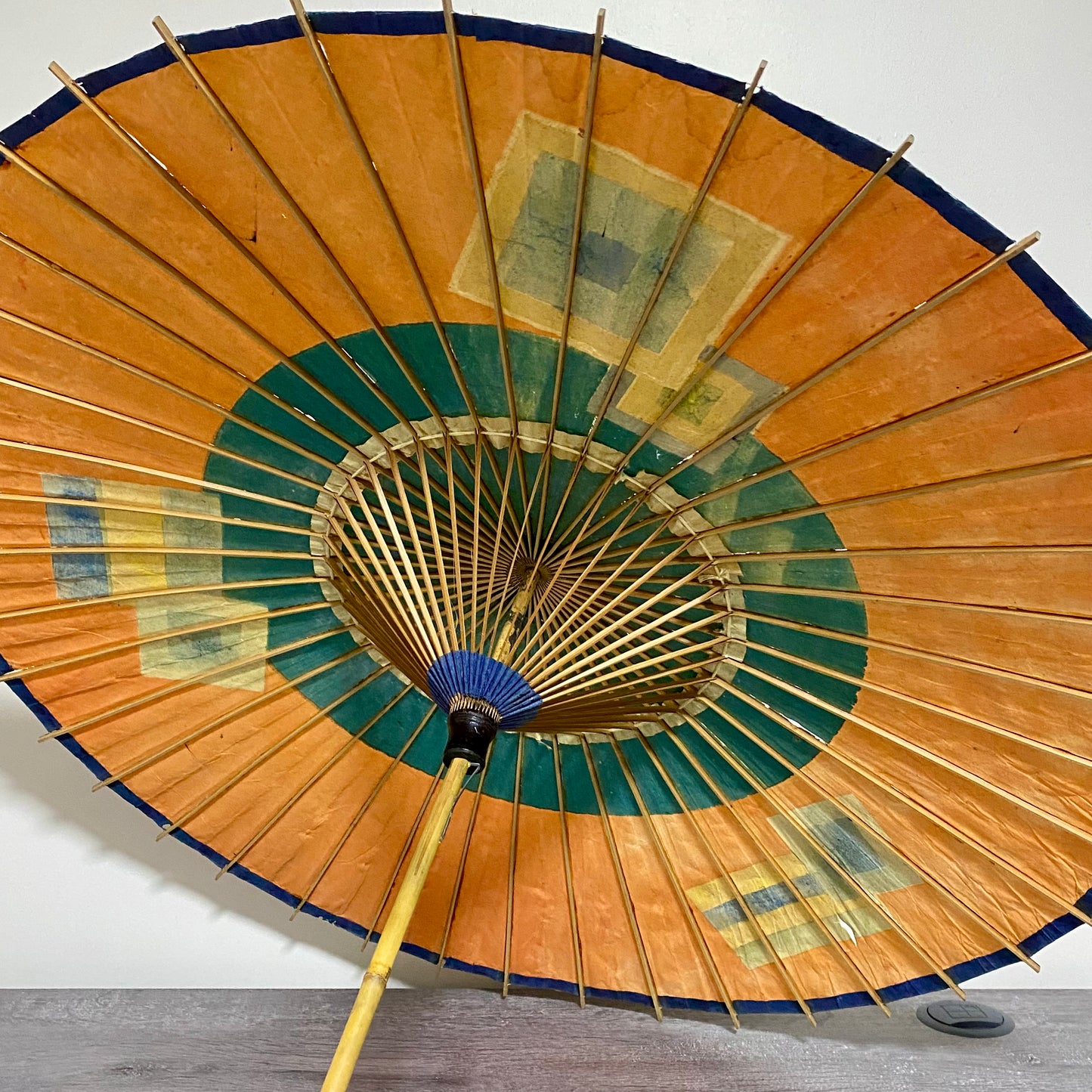 Japanese Vintage Paper Umbrella Parasol Hiyooshiya World War II Colourful Rare