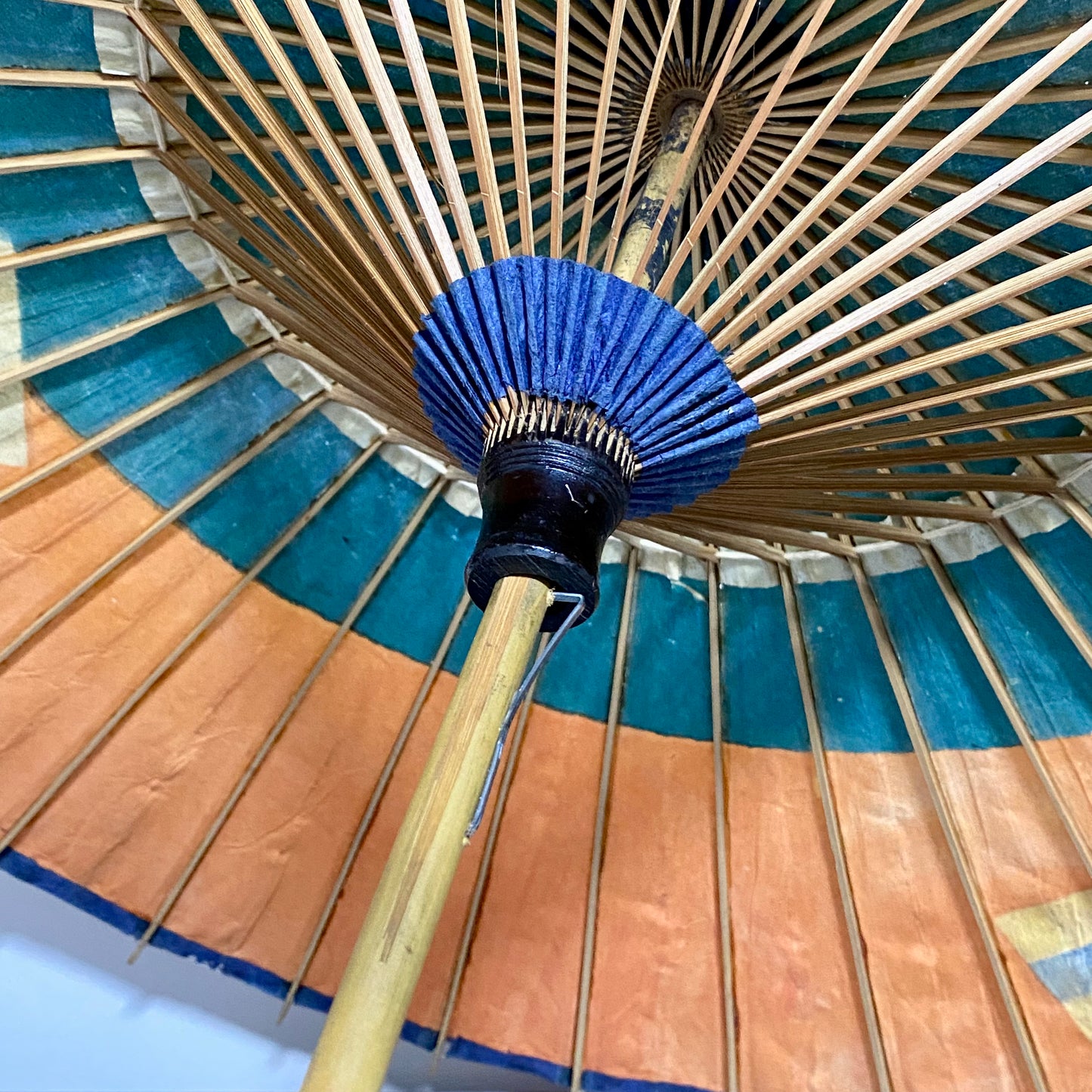 Japanese Vintage Paper Umbrella Parasol Hiyooshiya World War II Colourful Rare