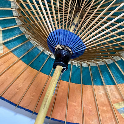Japanese Vintage Paper Umbrella Parasol Hiyooshiya World War II Colourful Rare