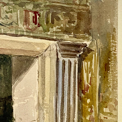 Antique Figure Walking Down Steps Watercolour Painting Signed George Cattermole