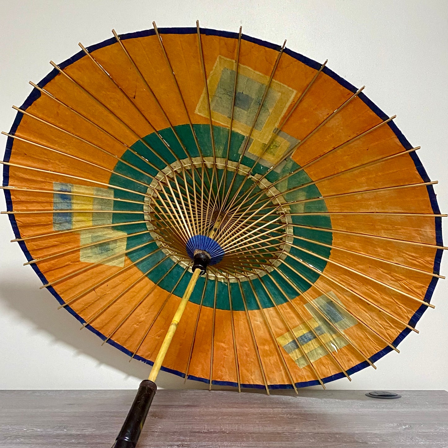 Japanese Vintage Paper Umbrella Parasol Hiyooshiya World War II Colourful Rare