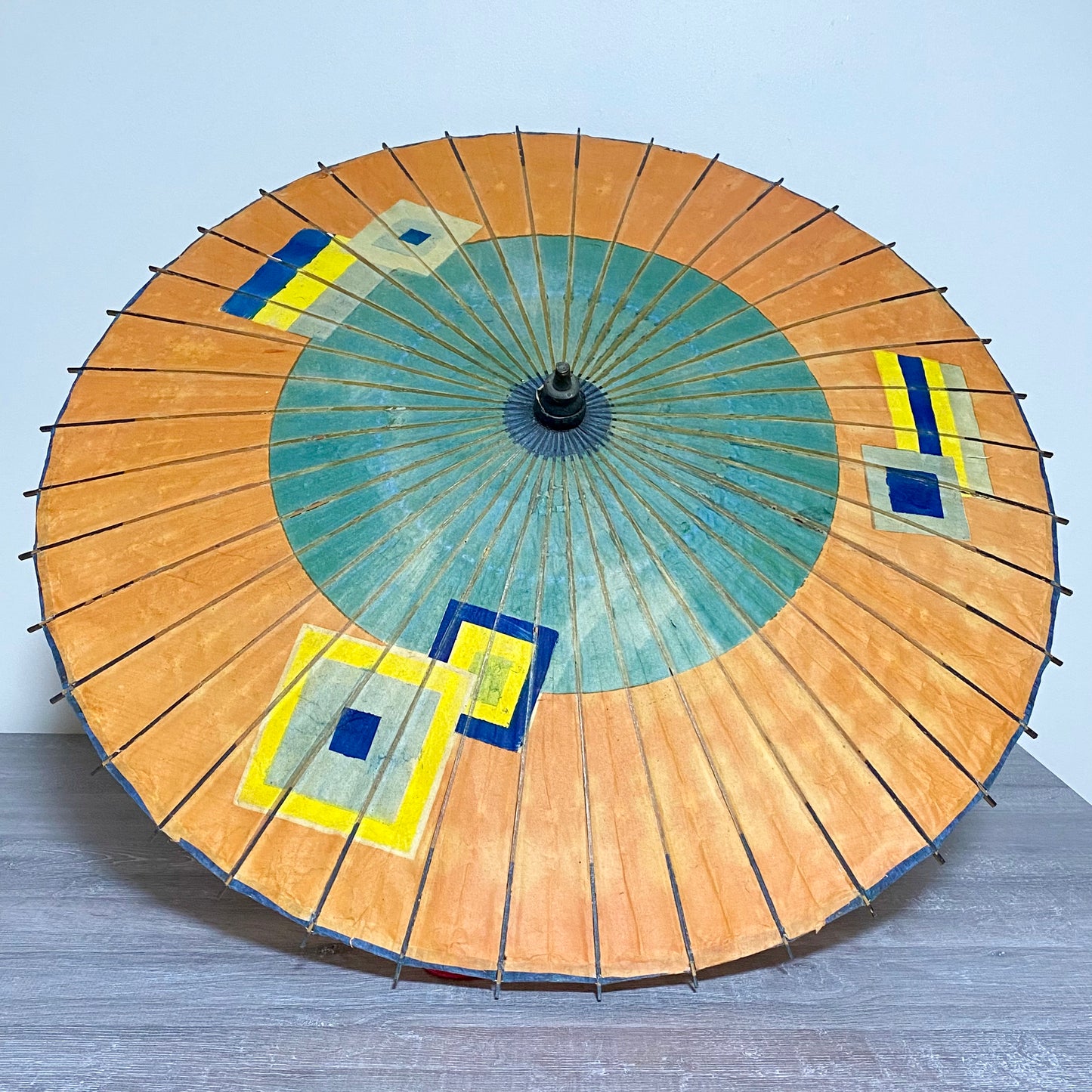 Japanese Vintage Paper Umbrella Parasol Hiyooshiya World War II Colourful Rare