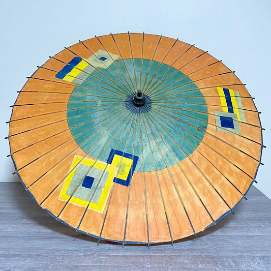 Japanese Vintage Paper Umbrella Parasol Hiyooshiya World War II Colourful Rare