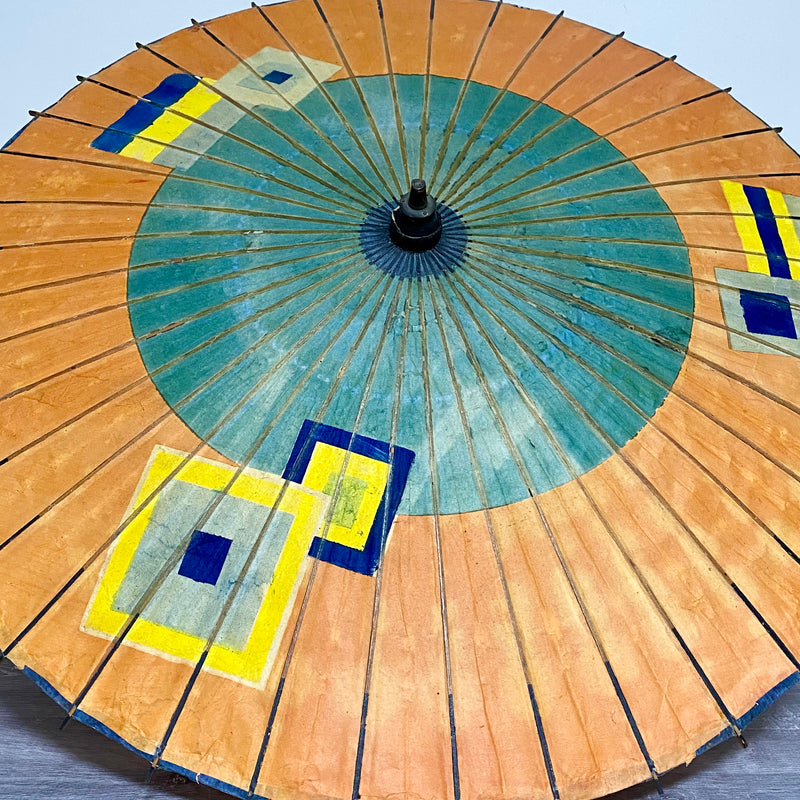 Japanese Vintage Paper Umbrella Parasol Hiyooshiya World War II Colourful Rare
