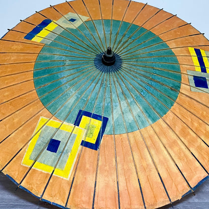 Japanese Vintage Paper Umbrella Parasol Hiyooshiya World War II Colourful Rare