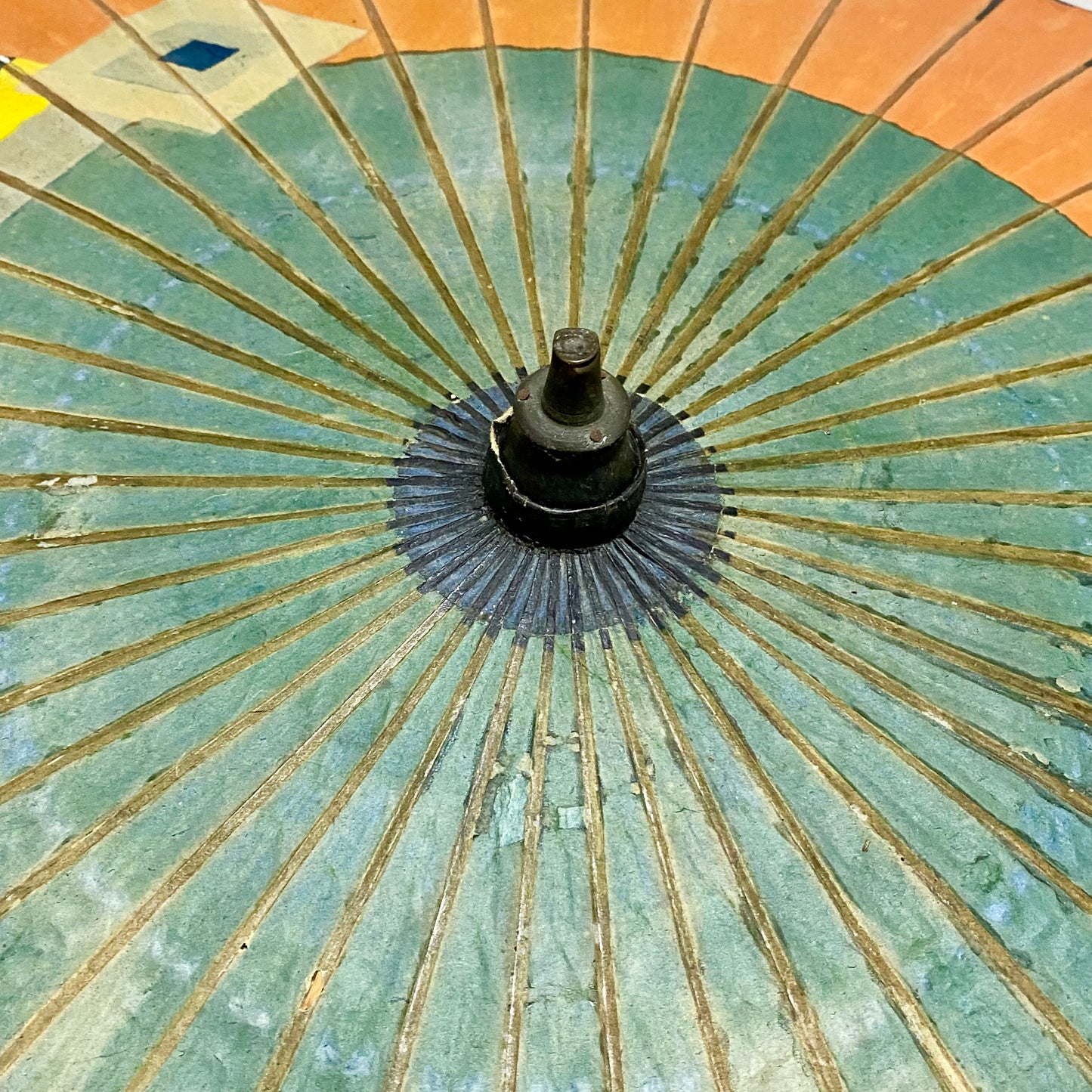 Japanese Vintage Paper Umbrella Parasol Hiyooshiya World War II Colourful Rare