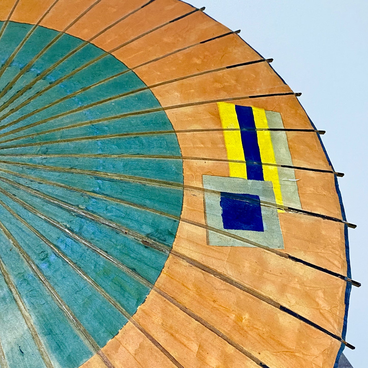 Japanese Vintage Paper Umbrella Parasol Hiyooshiya World War II Colourful Rare