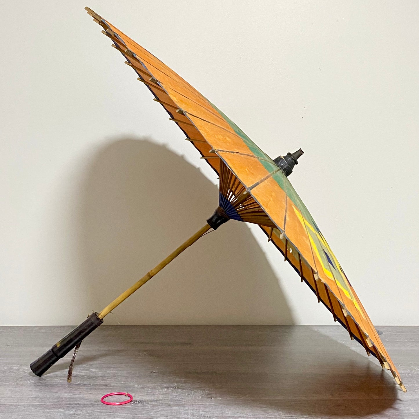 Japanese Vintage Paper Umbrella Parasol Hiyooshiya World War II Colourful Rare