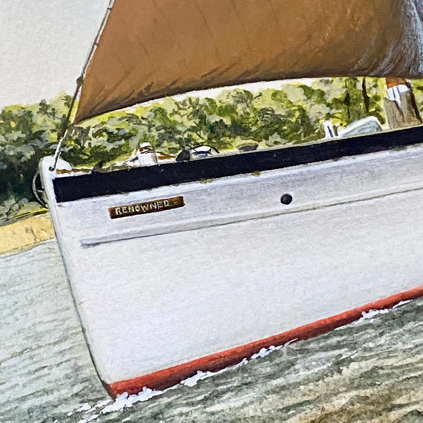 Vintage Coastal Sailing Boat Watercolour Painting Signed Leo Bridges 1981 Framed