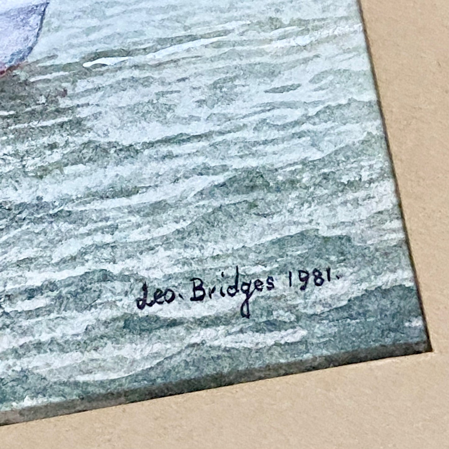 Vintage Coastal Sailing Boat Watercolour Painting Signed Leo Bridges 1981 Framed