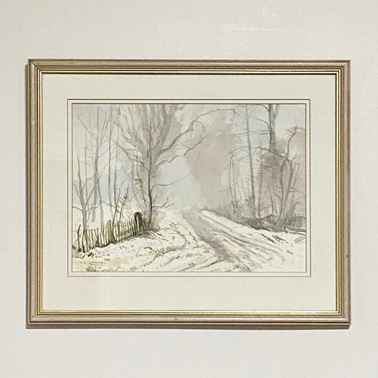 Vintage Country Lane Watercolour Painting Signed Keith Johnson Framed & Glazed