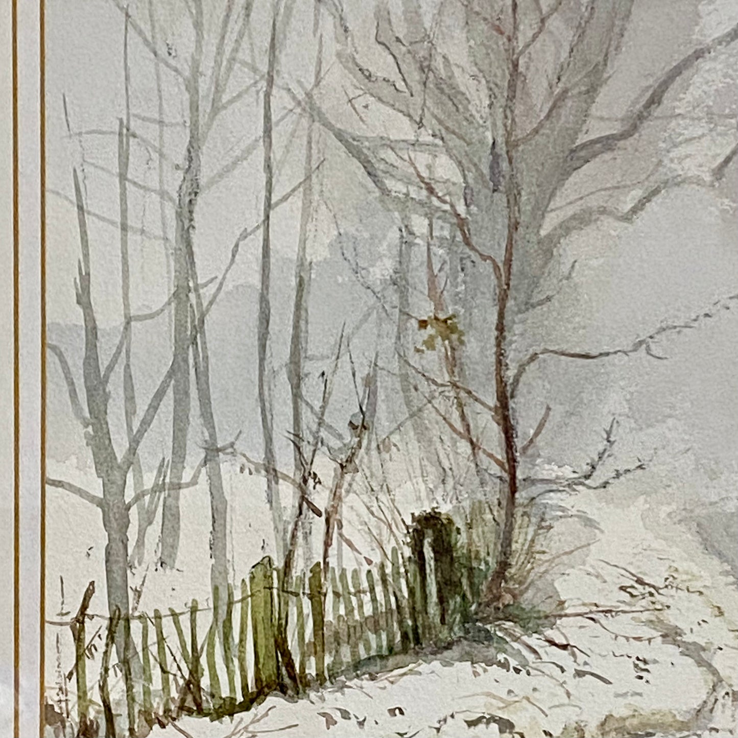 Vintage Country Lane Watercolour Painting Signed Keith Johnson Framed & Glazed