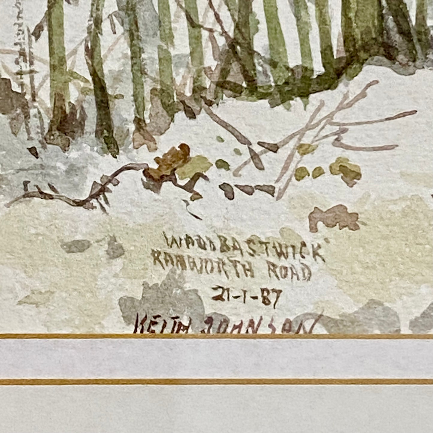 Vintage Country Lane Watercolour Painting Signed Keith Johnson Framed & Glazed