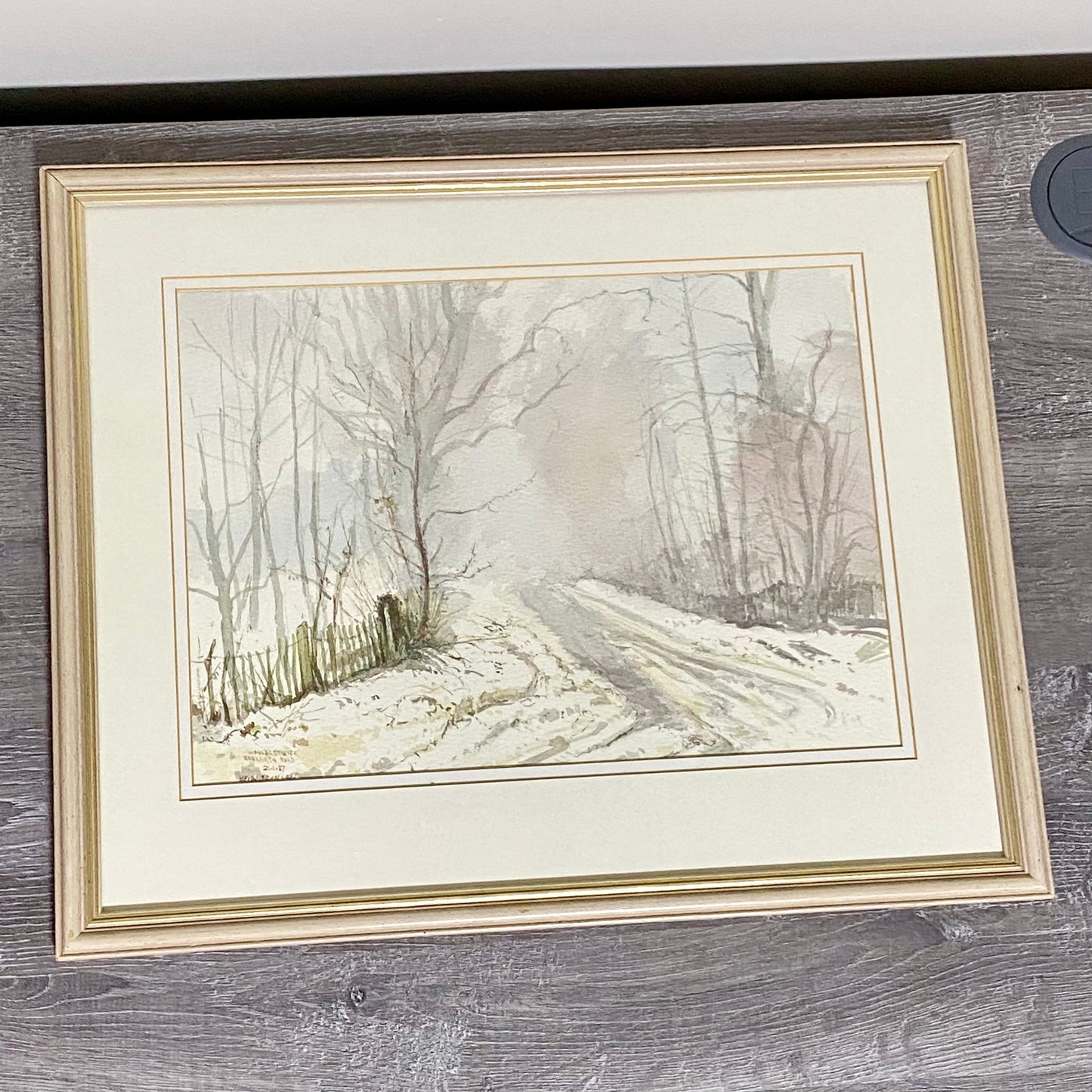 Vintage Country Lane Watercolour Painting Signed Keith Johnson Framed & Glazed