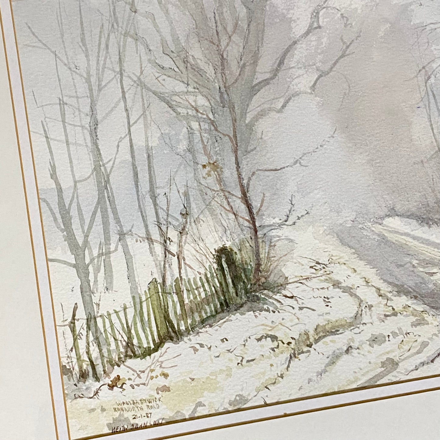 Vintage Country Lane Watercolour Painting Signed Keith Johnson Framed & Glazed