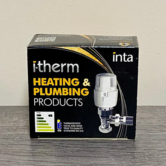 Inta 15mm I-THERM Angled Twin Pack Thermostatic Radiator Valve & Lock Shield 2pc
