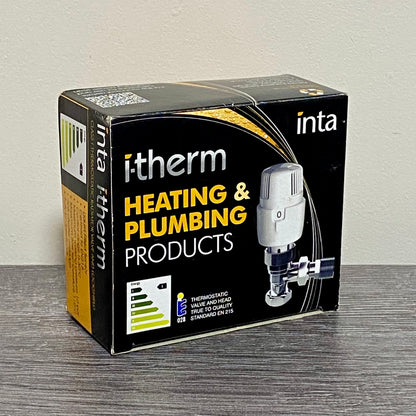 Inta 15mm I-THERM Angled Twin Pack Thermostatic Radiator Valve & Lock Shield 2pc