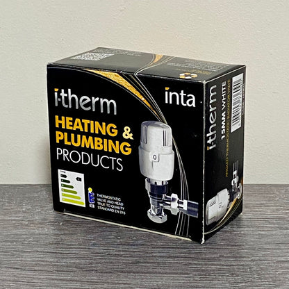 Inta 15mm I-THERM Angled Twin Pack Thermostatic Radiator Valve & Lock Shield 2pc