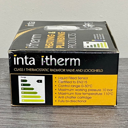 Inta 15mm I-THERM Angled Twin Pack Thermostatic Radiator Valve & Lock Shield 2pc
