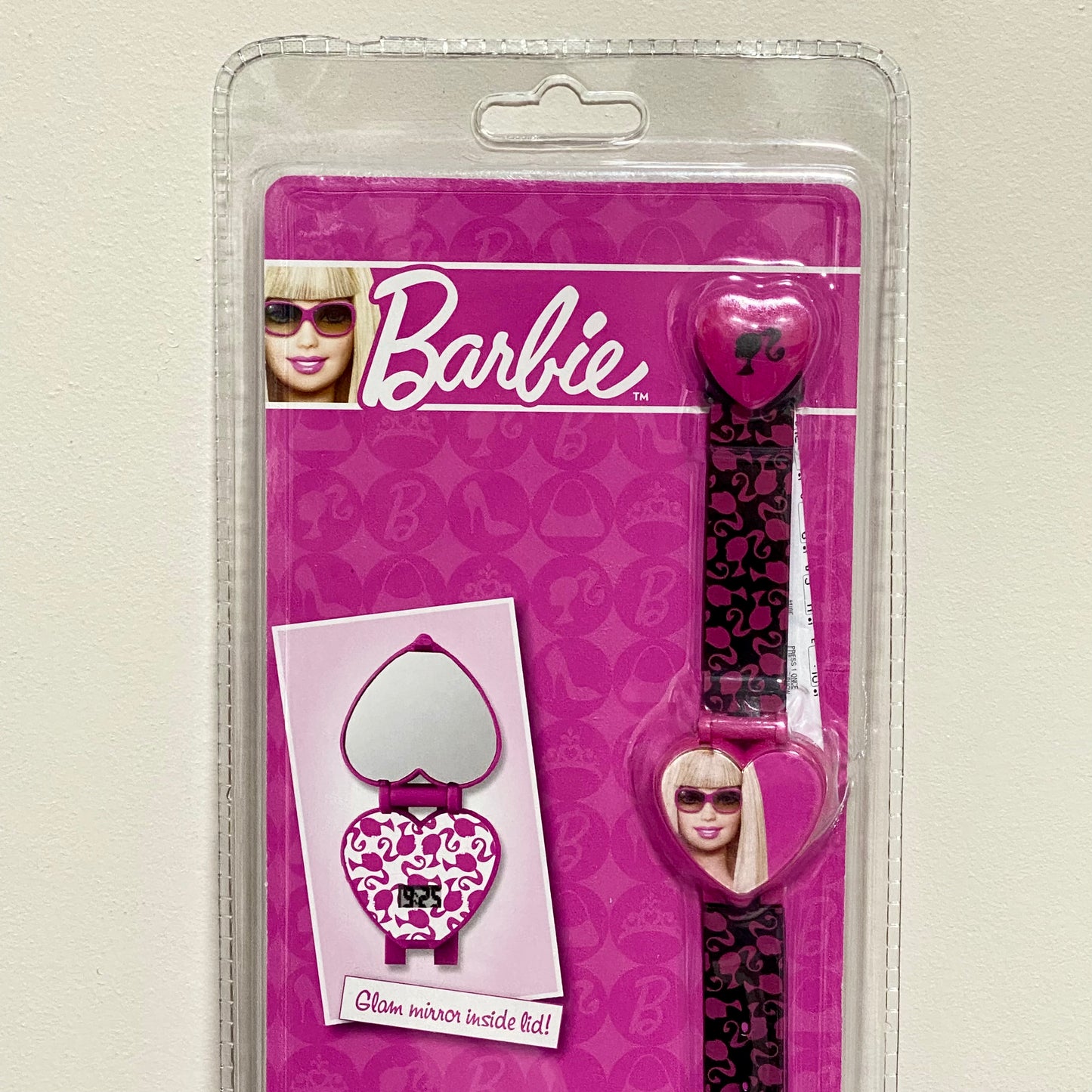 Barbie Heart Shaped Digital LCD My Fab Watch With Flip Mirror Lid Kids 2009 Rare