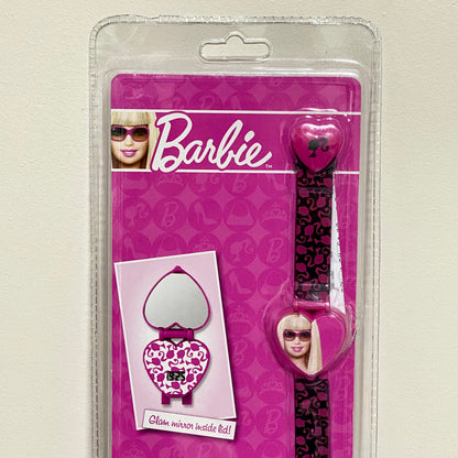Barbie Heart Shaped Digital LCD My Fab Watch With Flip Mirror Lid Kids 2009 Rare