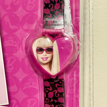 Barbie Heart Shaped Digital LCD My Fab Watch With Flip Mirror Lid Kids 2009 Rare