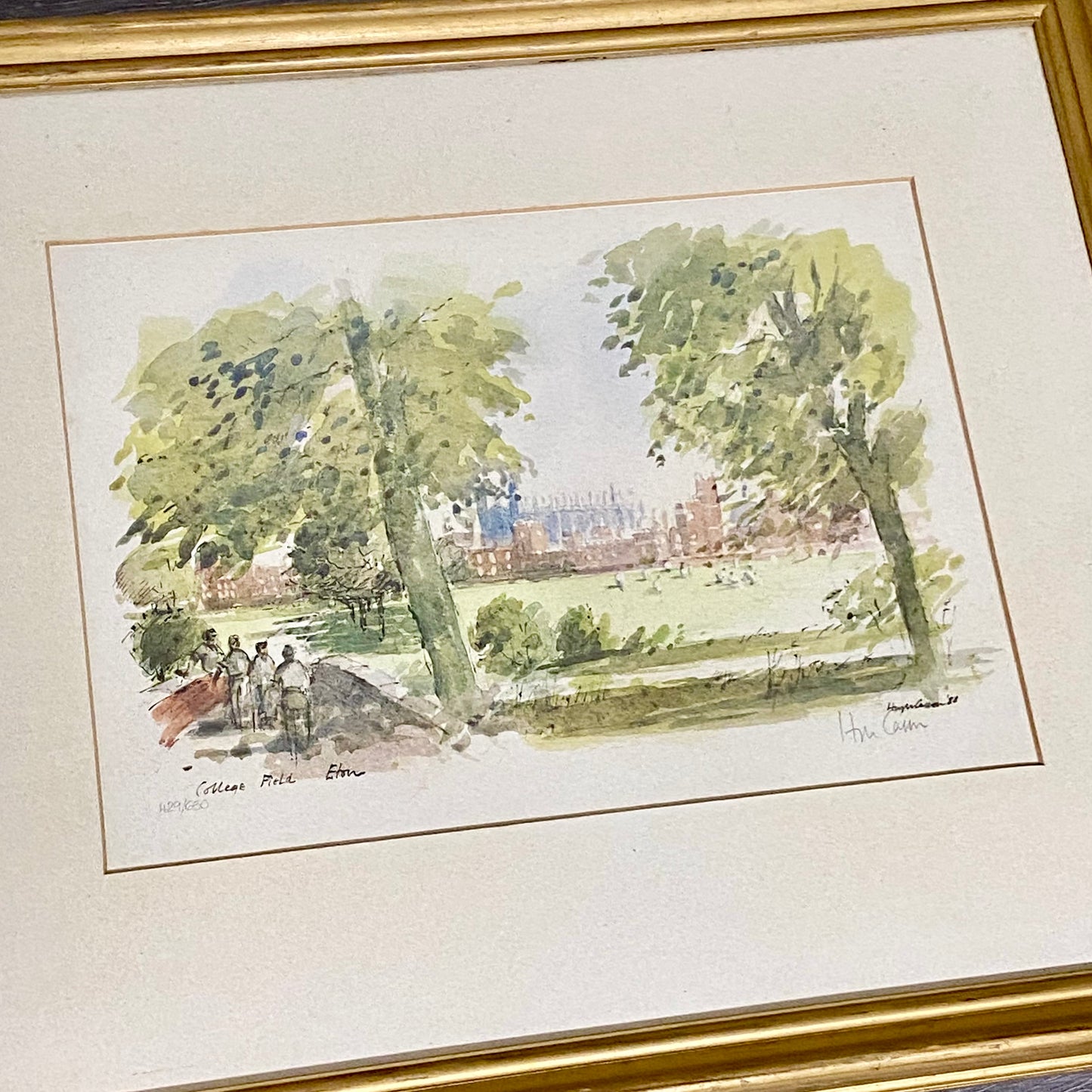 Vintage Hugh Casson Eton College College Field Signed Limited Edition Print 1988