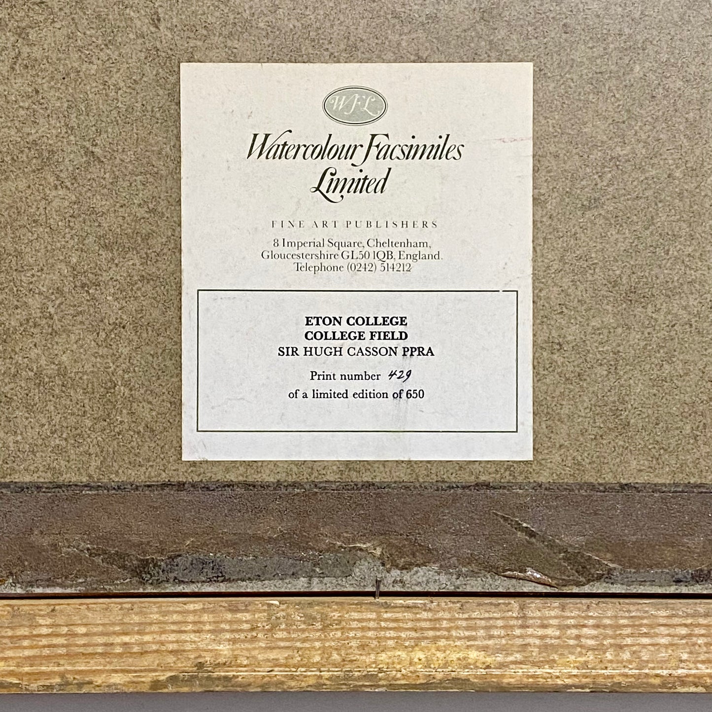 Vintage Hugh Casson Eton College College Field Signed Limited Edition Print 1988