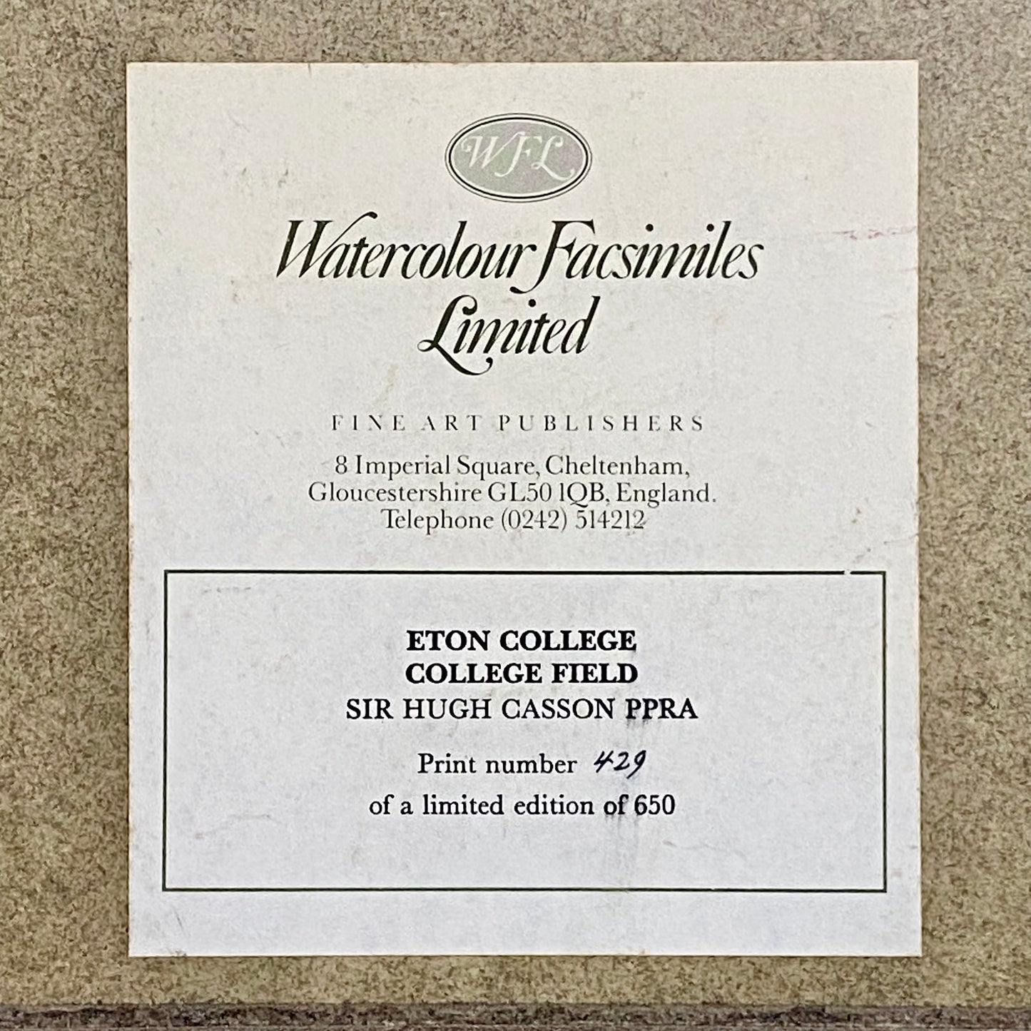 Vintage Hugh Casson Eton College College Field Signed Limited Edition Print 1988