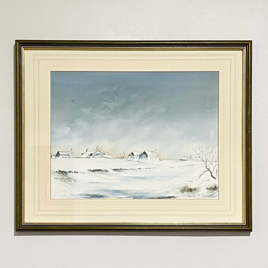 Vintage Snow Field Scene Granville D Clarke FRSA Watercolour 20th Century Framed
