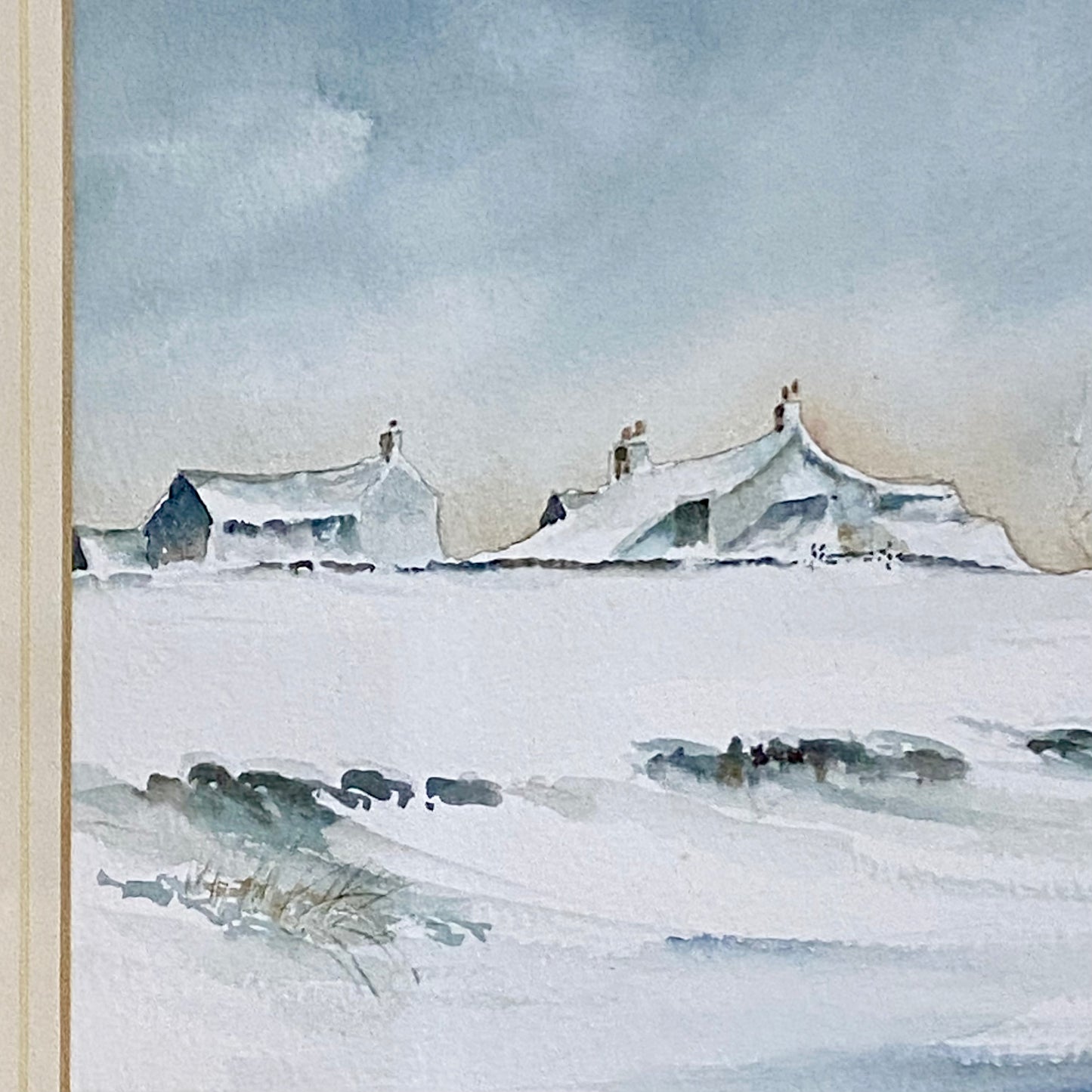 Vintage Snow Field Scene Granville D Clarke FRSA Watercolour 20th Century Framed