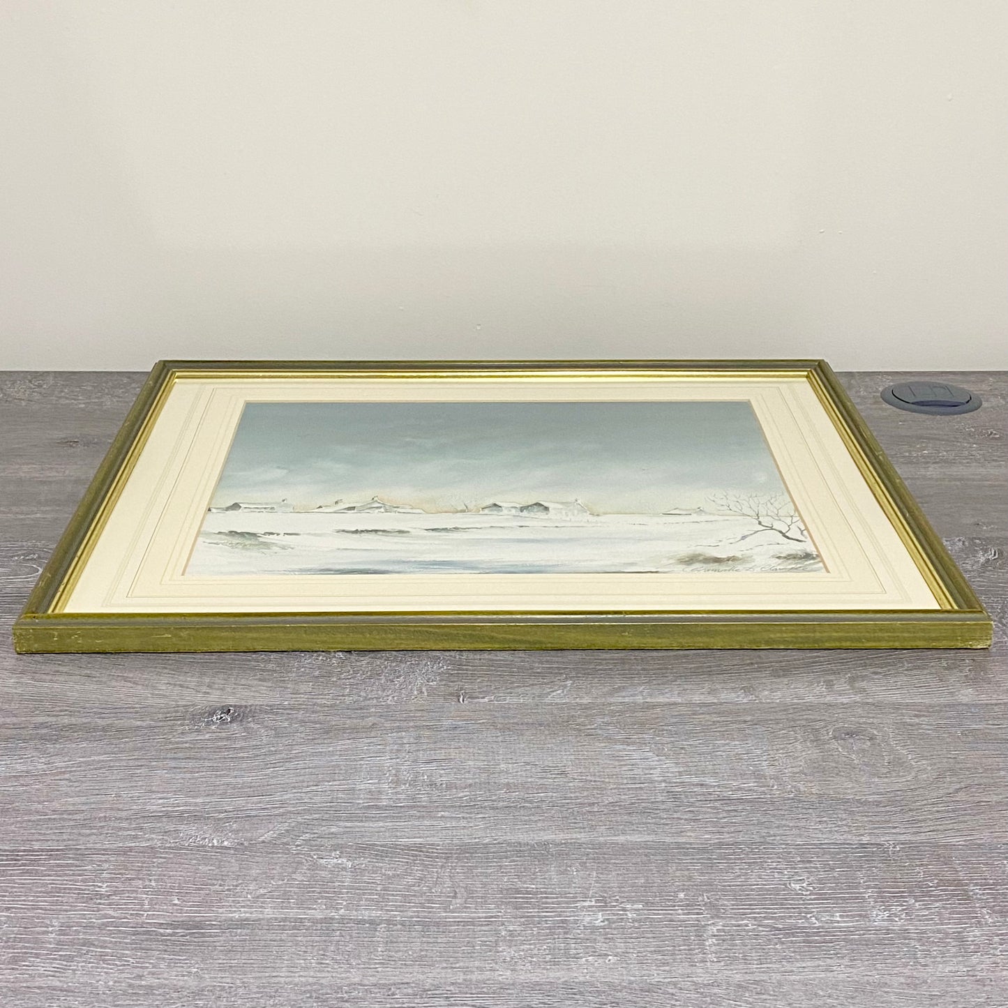 Vintage Snow Field Scene Granville D Clarke FRSA Watercolour 20th Century Framed