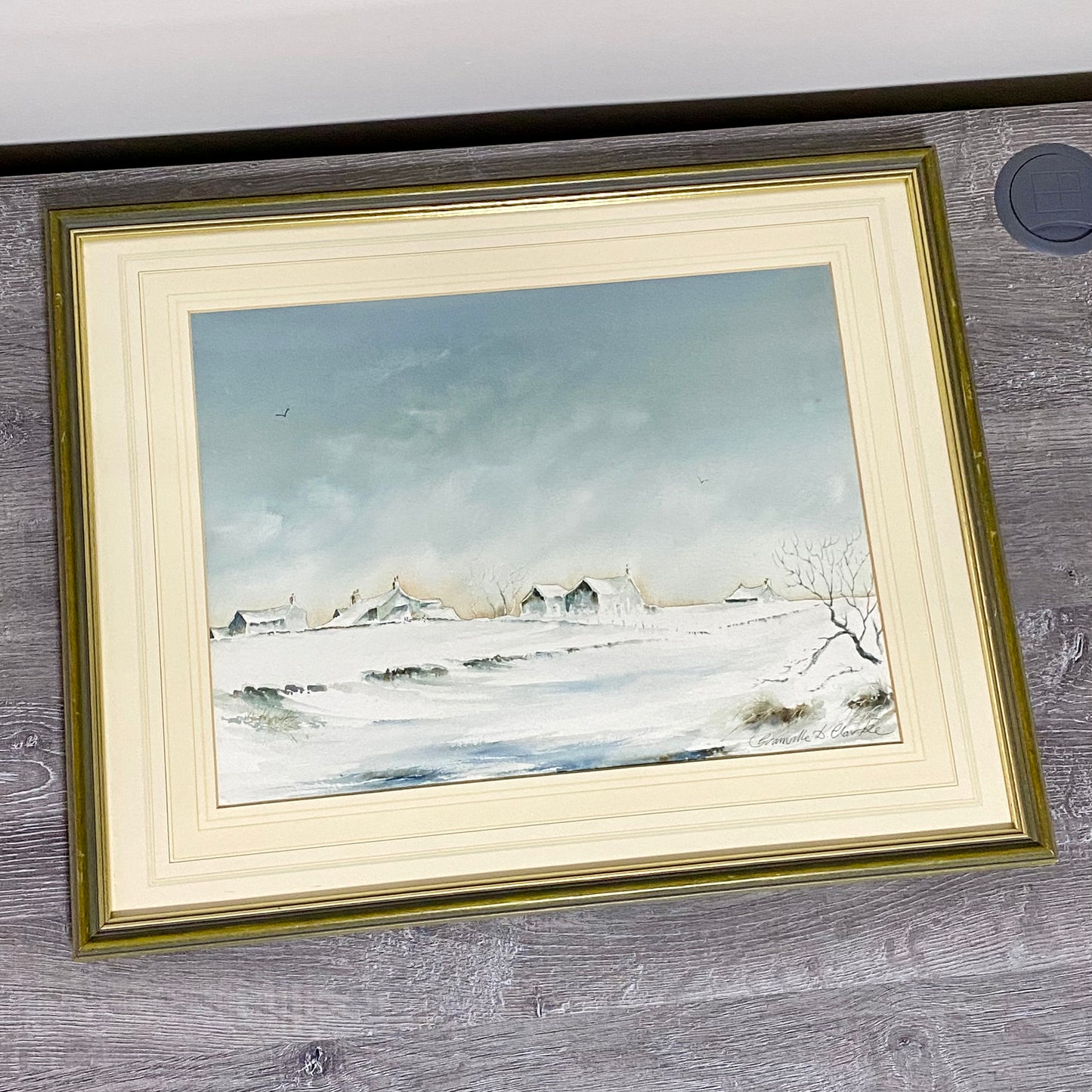 Vintage Snow Field Scene Granville D Clarke FRSA Watercolour 20th Century Framed