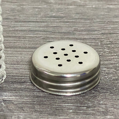 Clear Glass Salt Pepper Shaker With Metal Lid Vintage Ribbed Restaurant Style