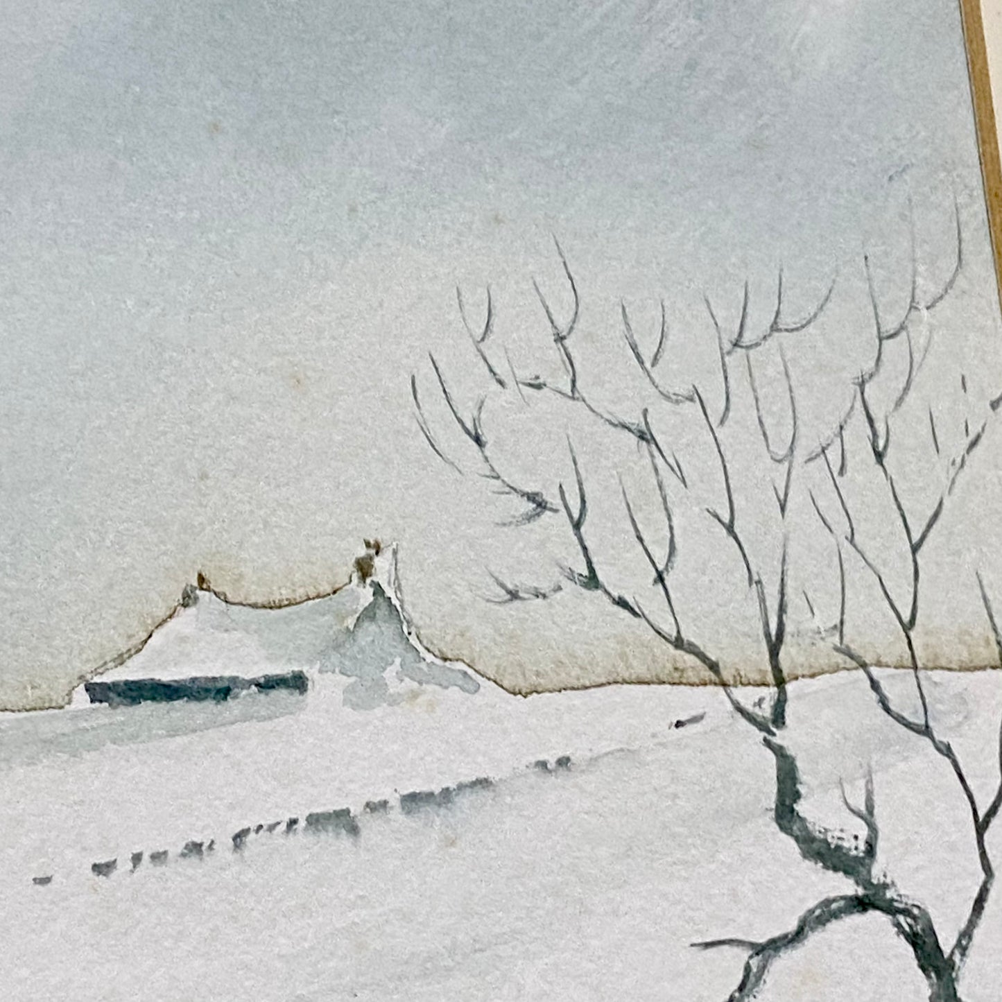 Vintage Snow Field Scene Granville D Clarke FRSA Watercolour 20th Century Framed