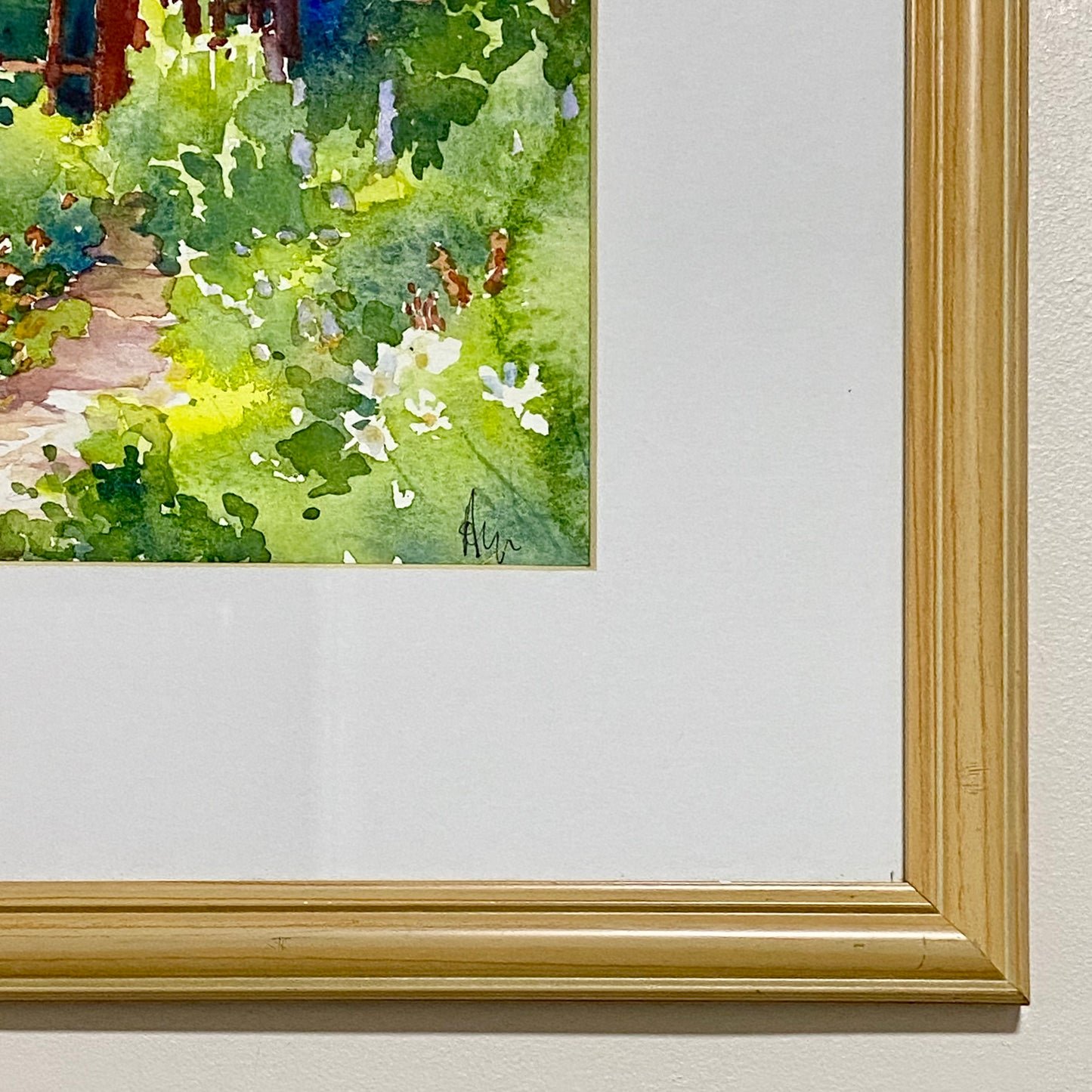 Vintage Traditional British Red Telephone Box Watercolour Painting Signed Ann