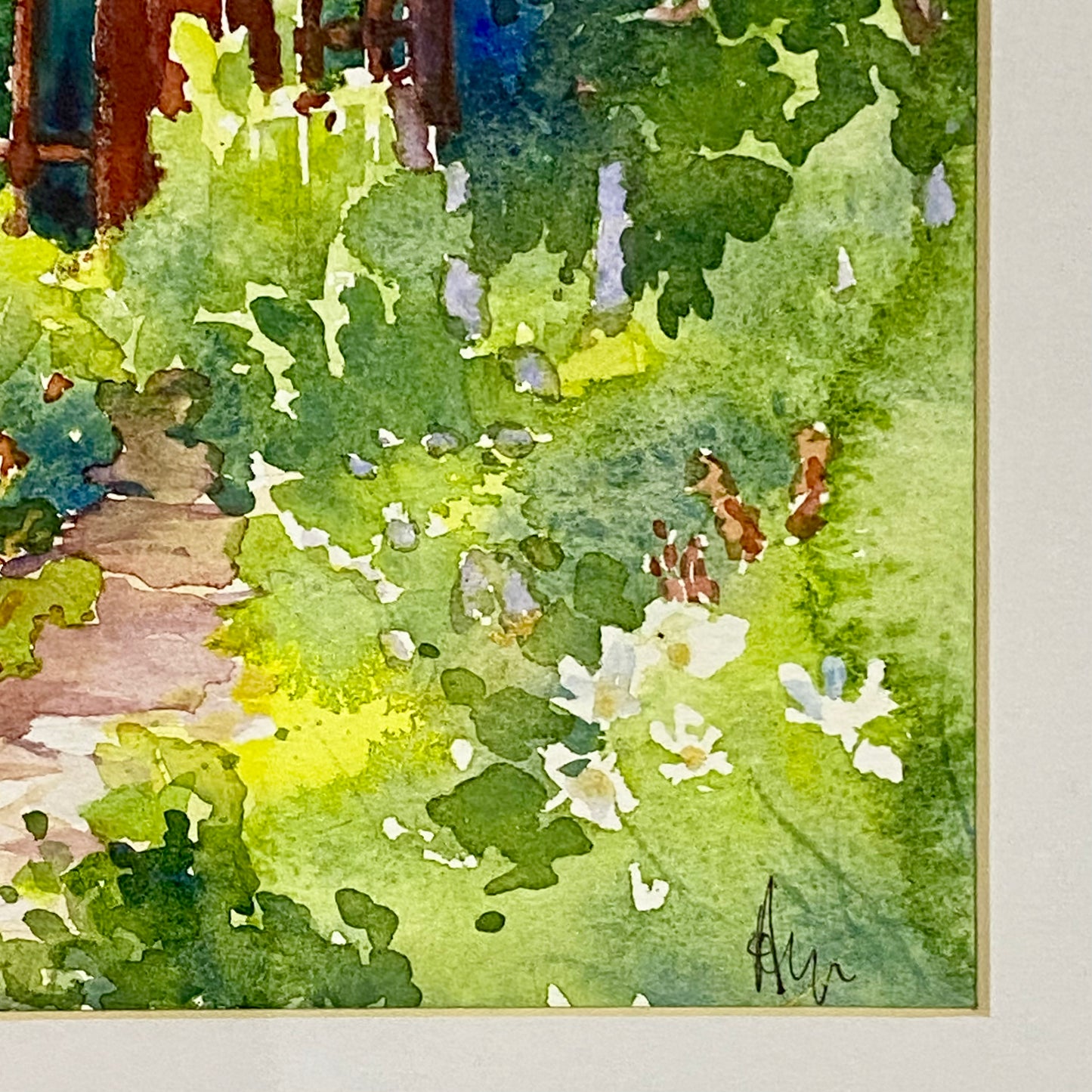 Vintage Traditional British Red Telephone Box Watercolour Painting Signed Ann