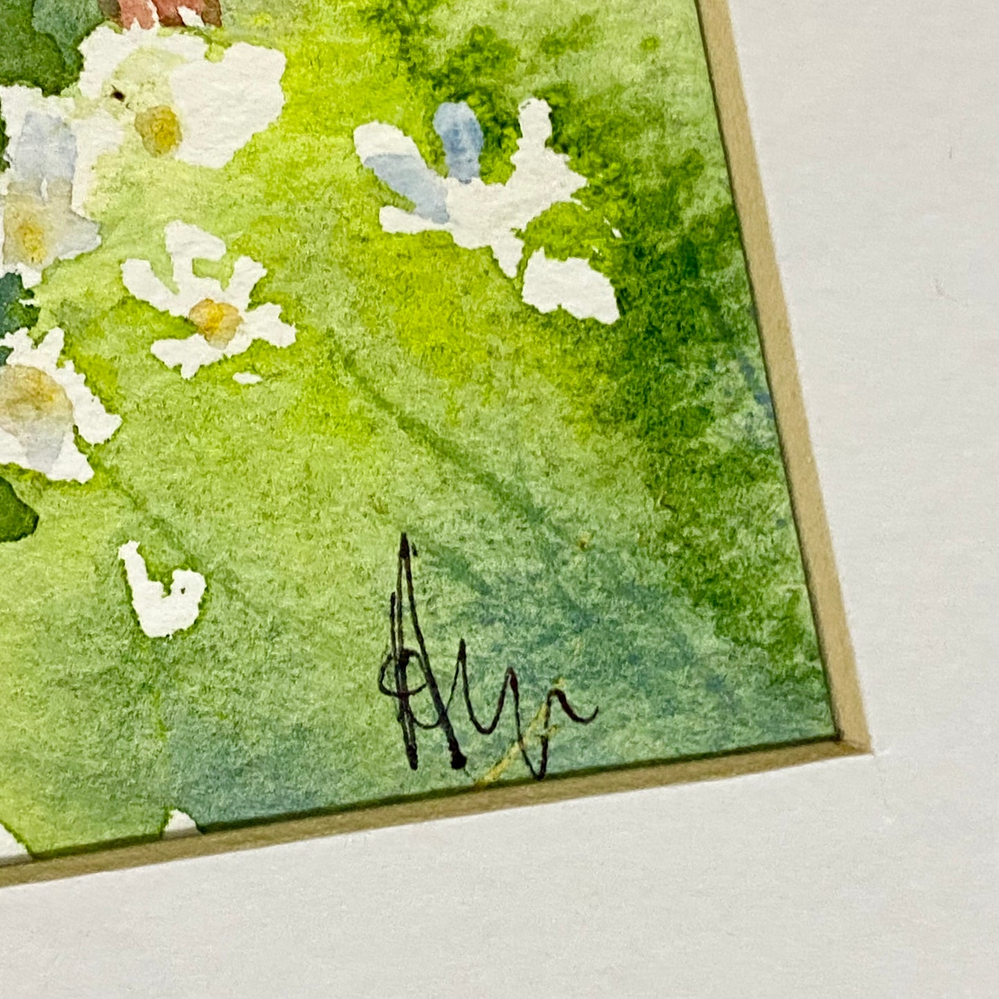 Vintage Traditional British Red Telephone Box Watercolour Painting Signed Ann