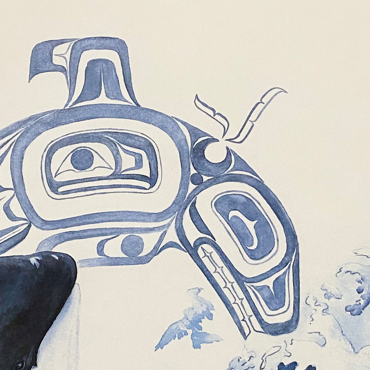 Vintage The Orca Killer Whale Watercolour Art Print Signed Sue Coleman Framed