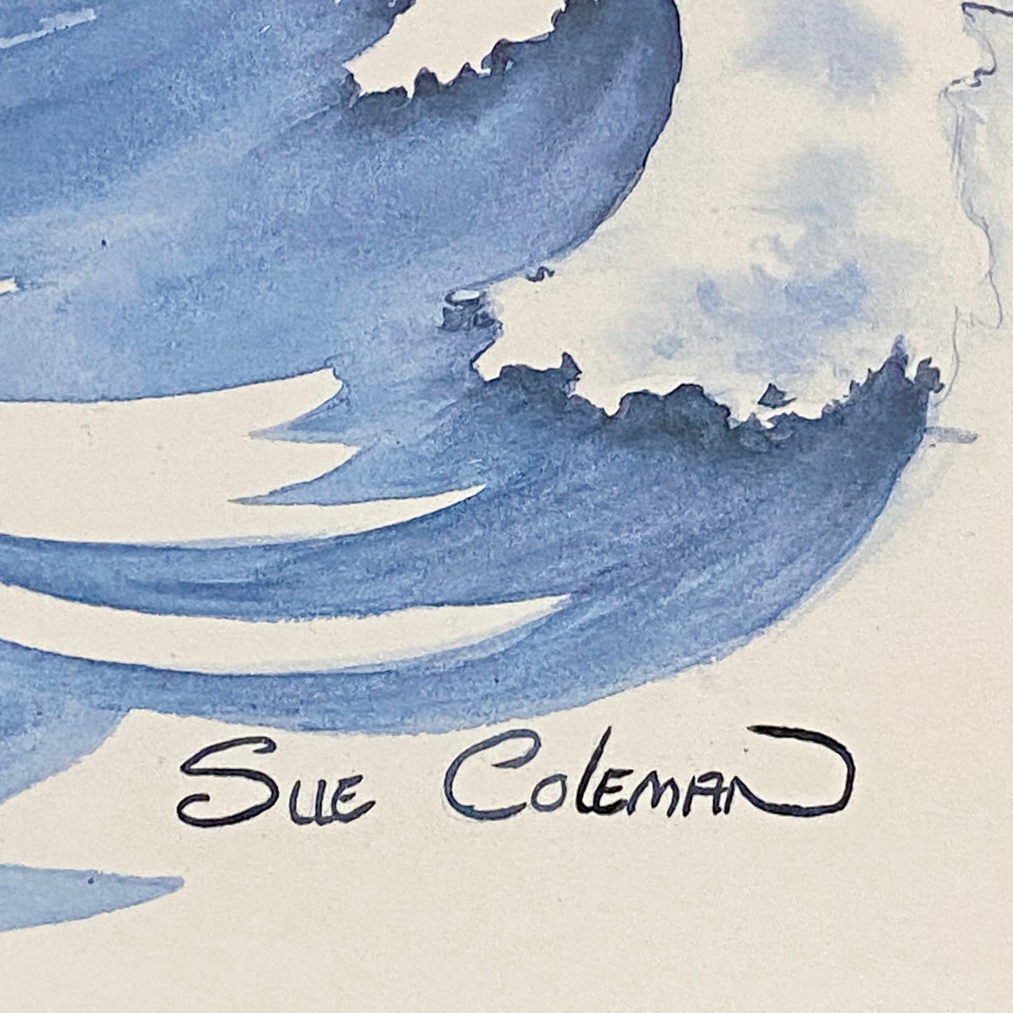 Vintage The Orca Killer Whale Watercolour Art Print Signed Sue Coleman Framed