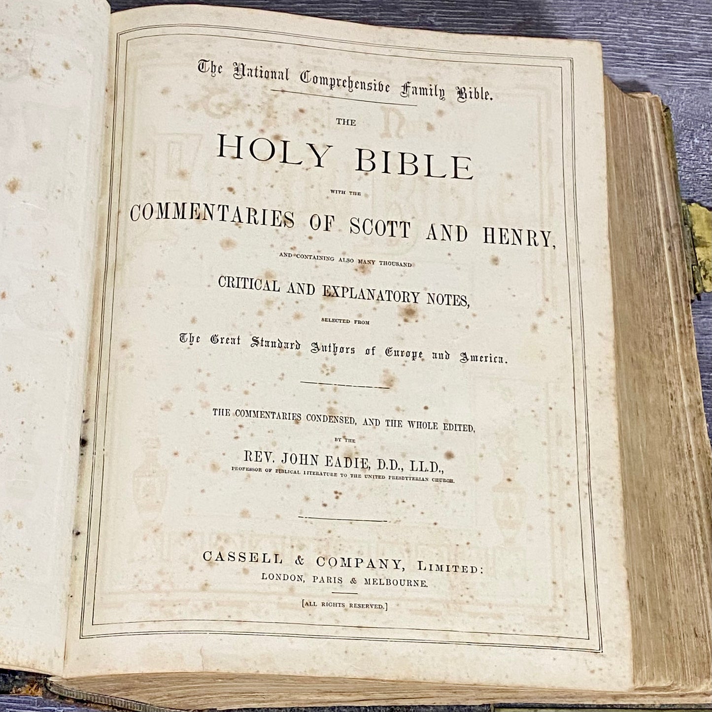 Antique Giant The National Family Bible Cassell Edited Rev. John Eadie c1880s