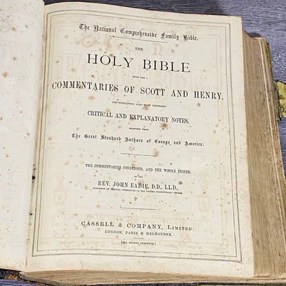 Antique Giant The National Family Bible Cassell Edited Rev. John Eadie c1880s