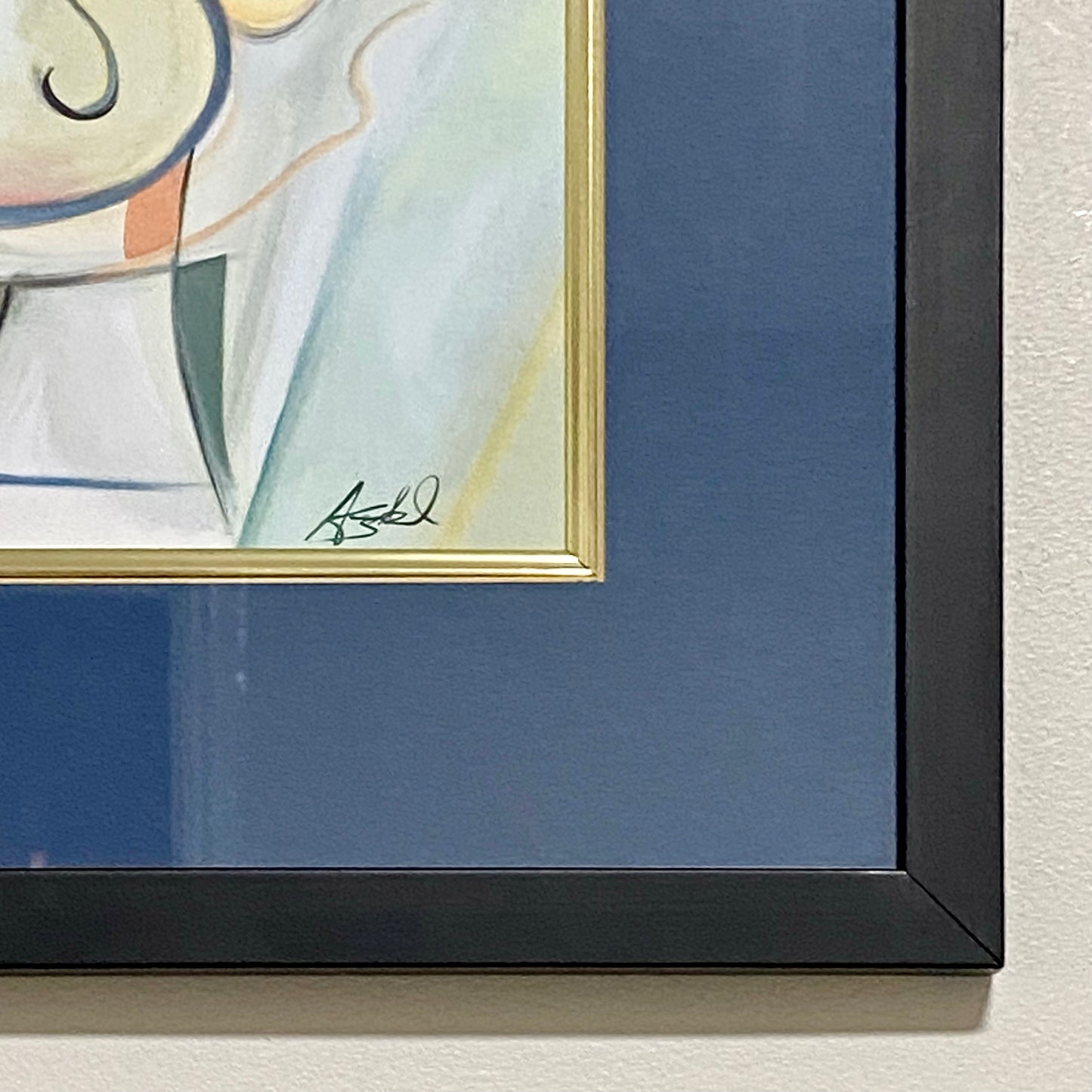 Vintage Bass-ic Instinct Musical Art Print Plate Signed Alfred Gockel Framed