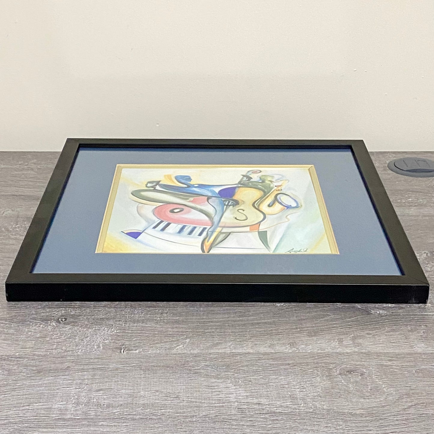 Vintage Bass-ic Instinct Musical Art Print Plate Signed Alfred Gockel Framed