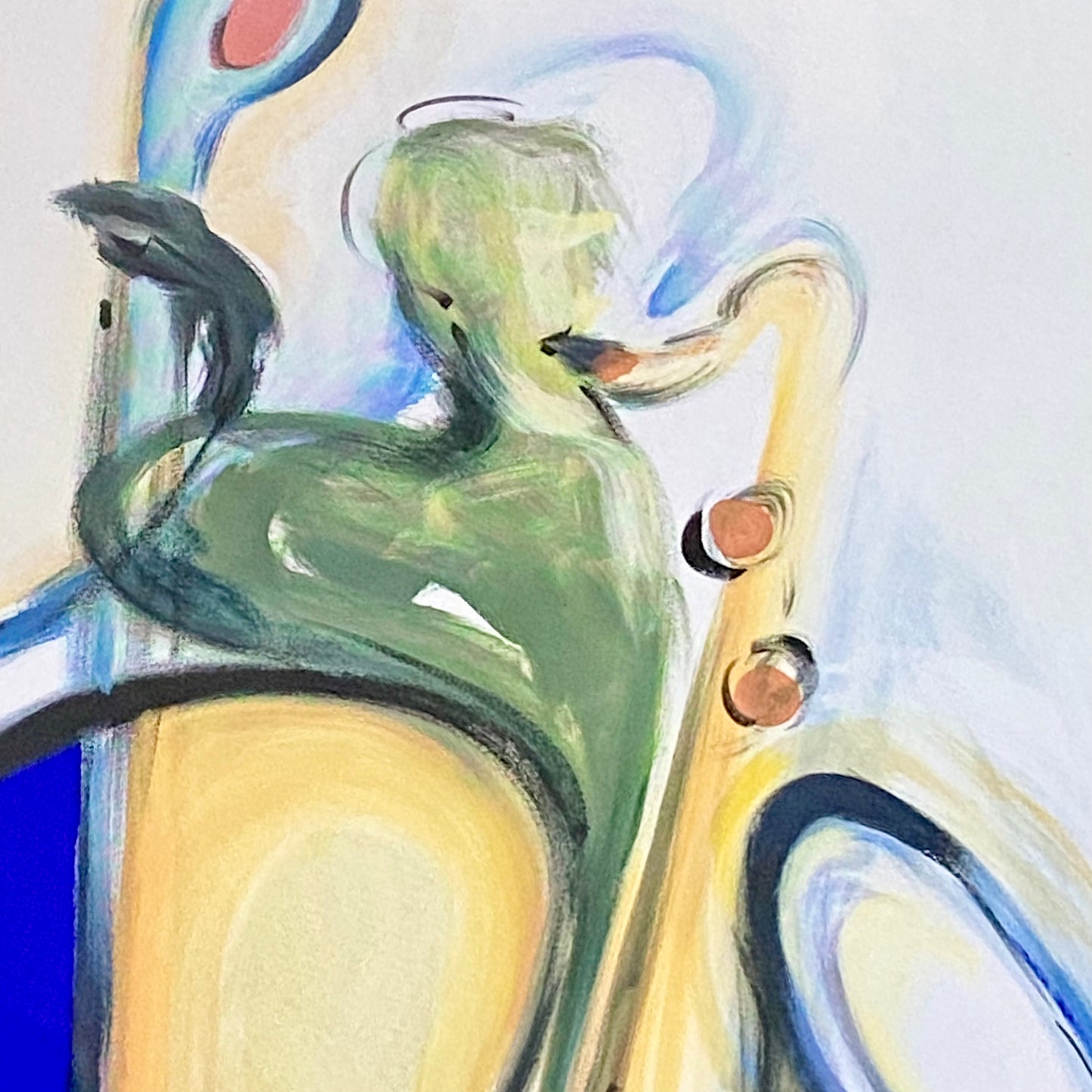 Vintage Bass-ic Instinct Musical Art Print Plate Signed Alfred Gockel Framed