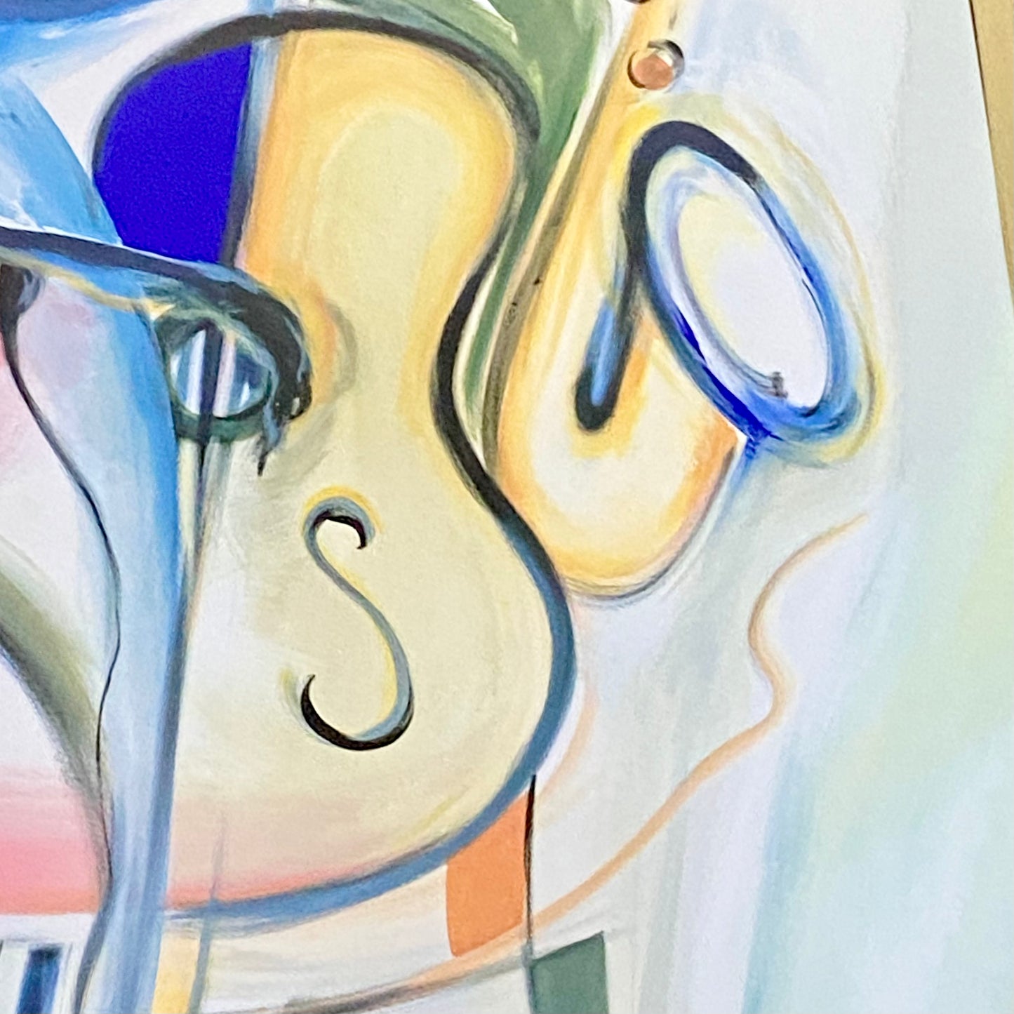 Vintage Bass-ic Instinct Musical Art Print Plate Signed Alfred Gockel Framed