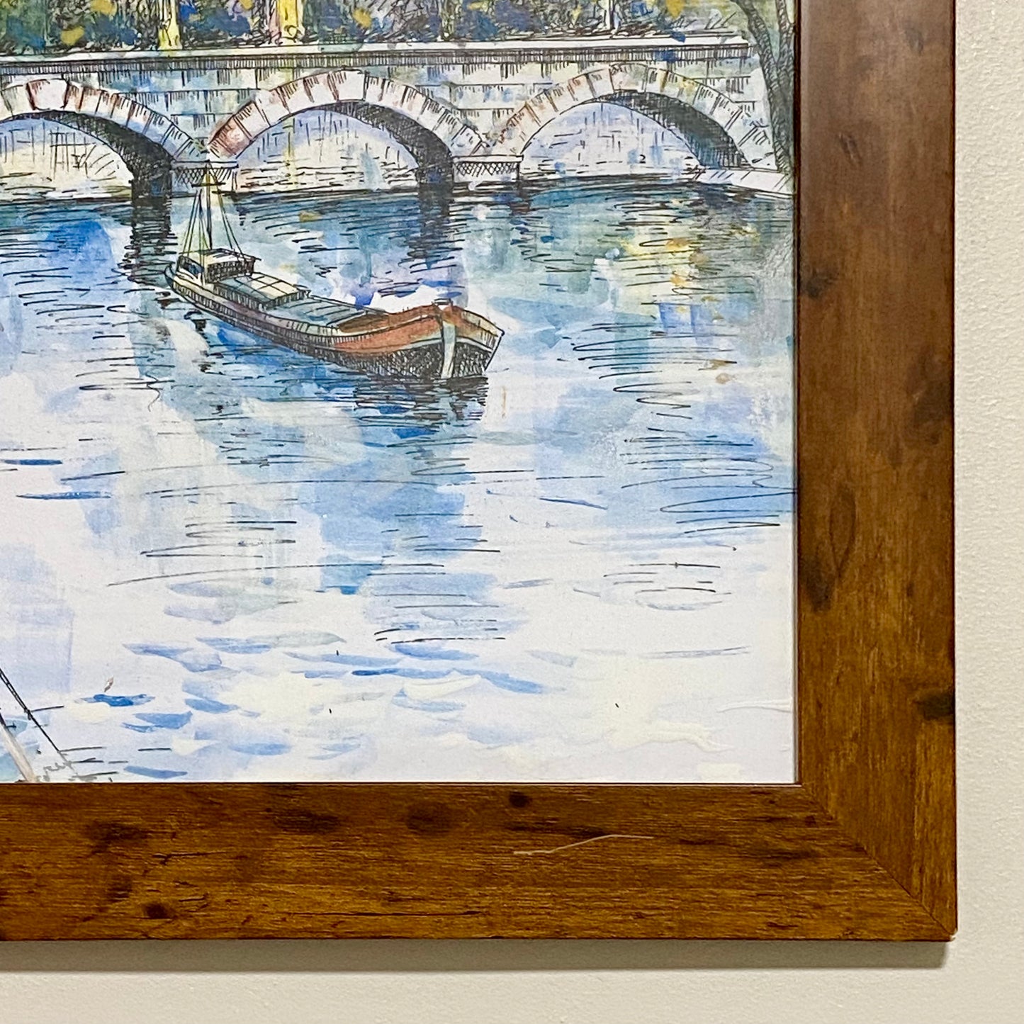 Vintage Parisian Scene Eiffel Tower Art Print Attributed Jacques Chardon Framed